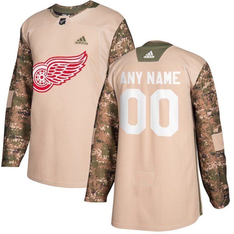 Men Detroit Red Wings Camo Veterans Day Custom Practice Jersey