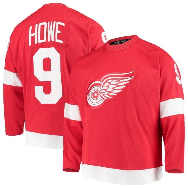 Men Detroit Red Wings Gordie Howe Red Heroes of Hockey Throwback Jersey
