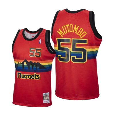 Men Dikembe Mutombo #55 Nuggets Reload Hardwood Classics Red Jersey