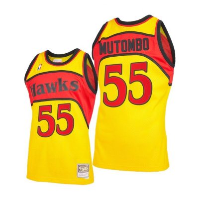 Men Dikembe Mutombo Atlanta Hawks Yellow 2021 Reload 2.0 Jersey Throwback