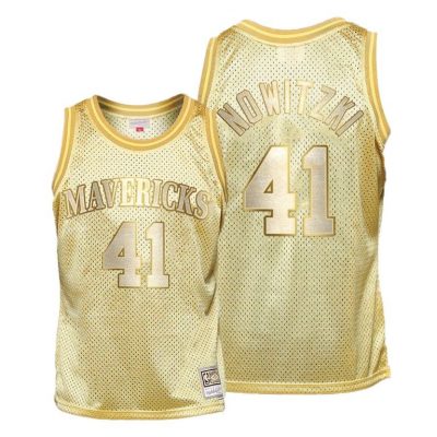 Men Dirk Nowitzki Dallas Mavericks Golden Midas SM HWC Limited Jersey