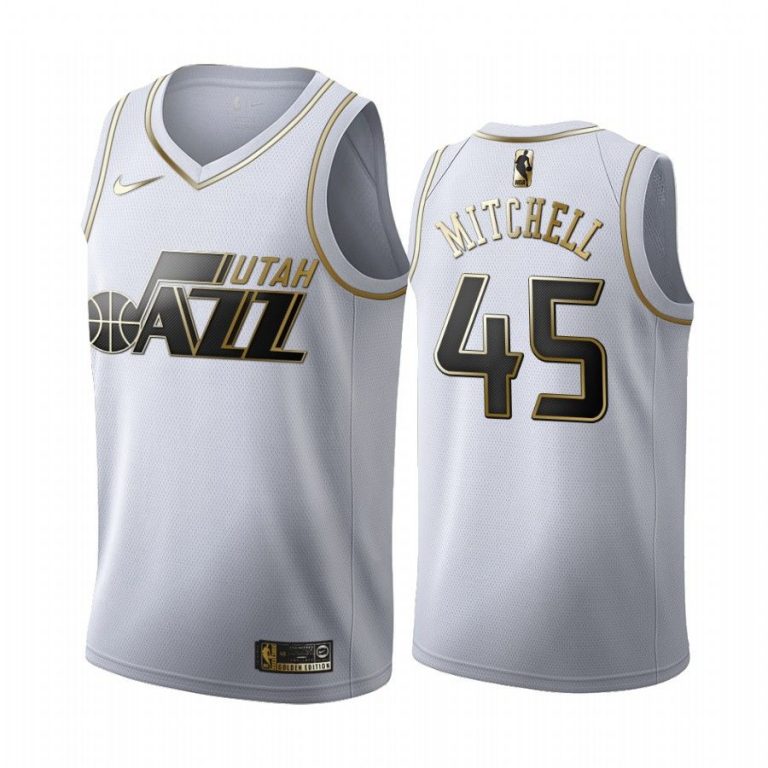 Men Donovan Mitchell #45 Utah Jazz Golden Edition White Jersey