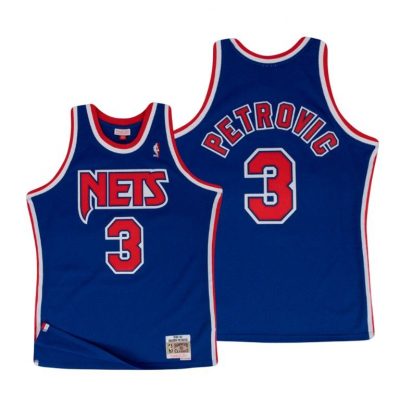 Men Drazen Petrovic Nets #3 Hardwood Classics Jersey