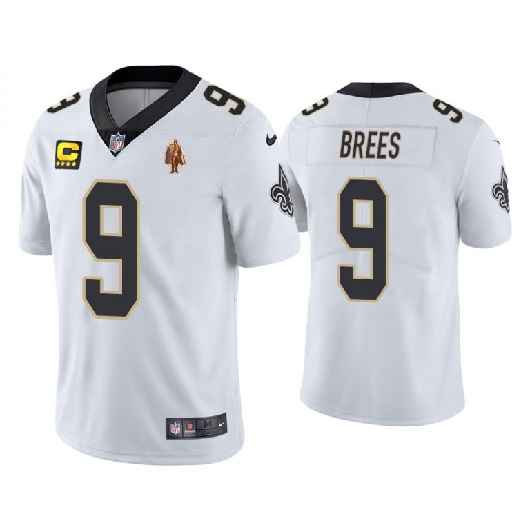 Men Drew Brees New Orleans Saints White Vapor Limited Captain Patch Jersey