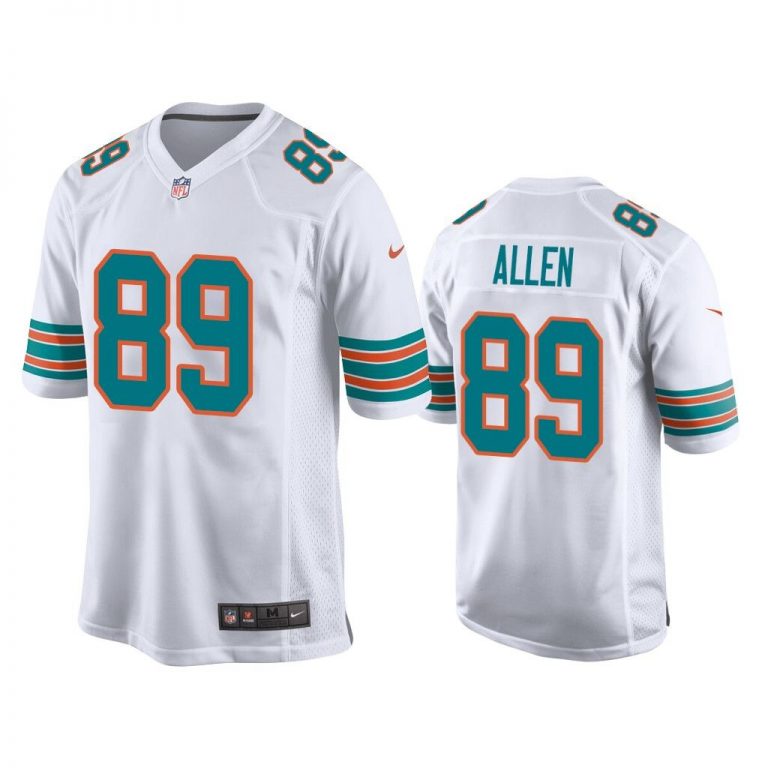 Men Dwayne Allen Miami Dolphins White Throwback Jersey