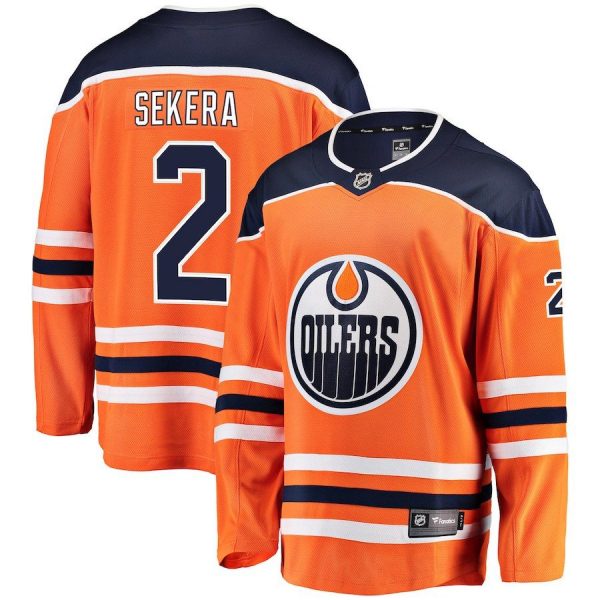 Men Edmonton Oilers Andrej Sekera Orange Breakaway Player Jersey