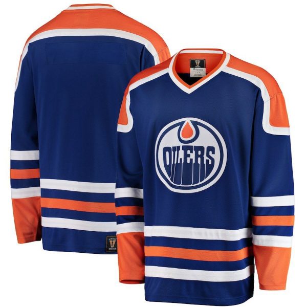 Men Edmonton Oilers Blue Premier Breakaway Heritage Blank Jersey