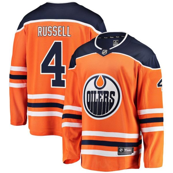 Men Edmonton Oilers Kris Russell Orange Breakaway Player Jersey