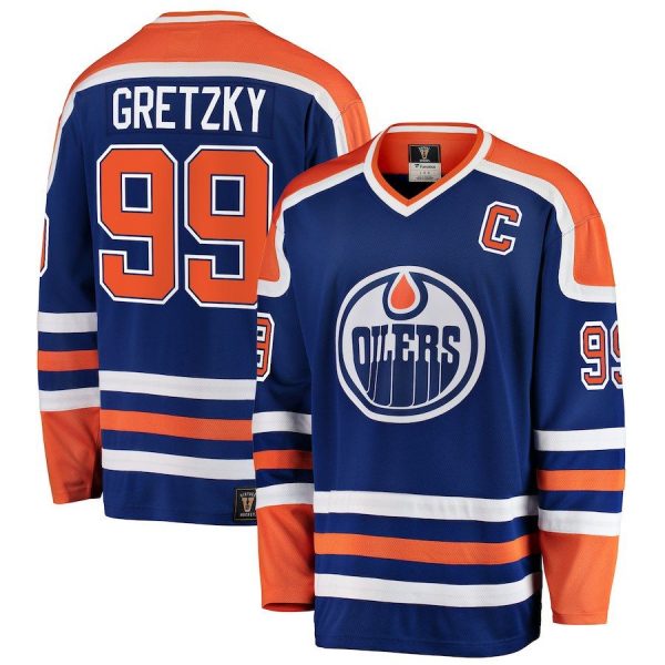 Men Edmonton Oilers Wayne Gretzky Blue Premier Breakaway Heritage Player Jersey