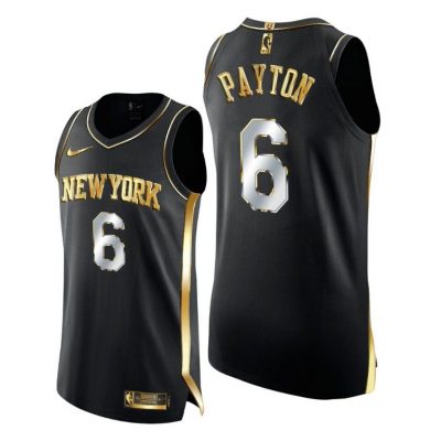 Men Elfrid Payton #6 New York Knicks Golden Black Jersey