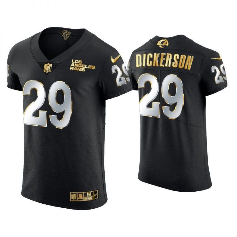 Men Eric Dickerson Los Angeles Rams Black Golden Edition Vapor Elite Jersey