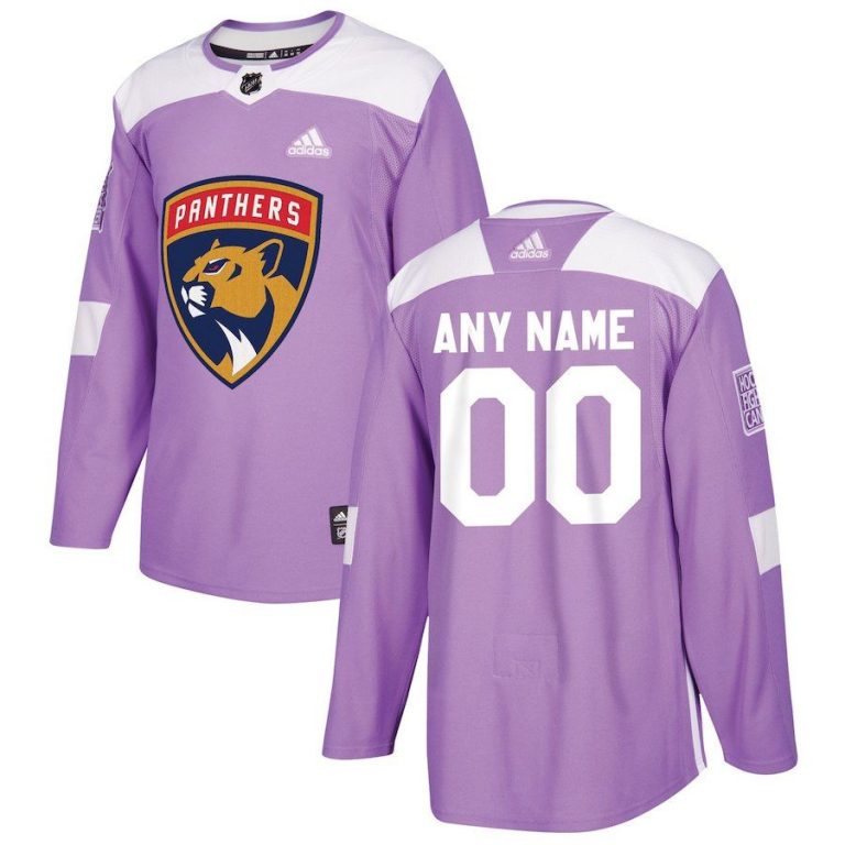 Men Florida Panthers Purple 2018 Hockey Fights Cancer Custom Practice Jersey