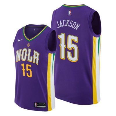 Men Frank Jackson #15 Pelicans Purple City Jersey