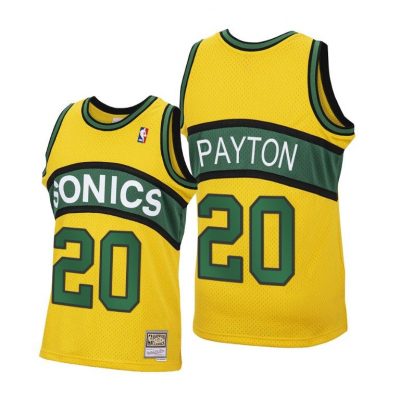 Men Gary Payton #20 SuperSonics Reload Hardwood Classics Yellow Jersey