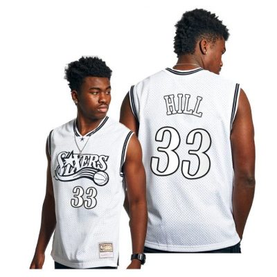 Men George Hill 76Ers #33 Hwc Mesh Breathable Jersey