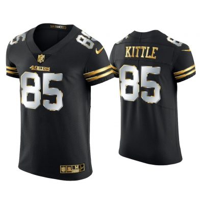 Men George Kittle San Francisco 49ers Black Golden Edition Elite Jersey