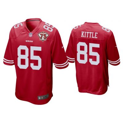 Men George Kittle San Francisco 49ers Scarlet 75th Anniversary Patch Game Jersey