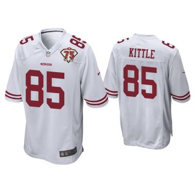 Men George Kittle San Francisco 49ers White 75th Anniversary Patch Game Jersey