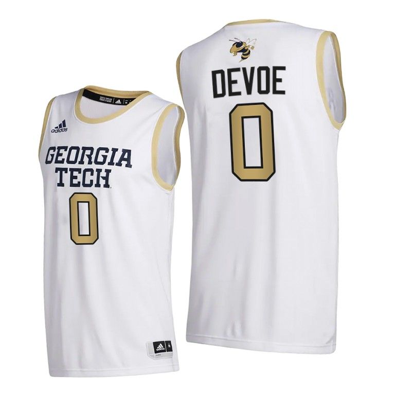 Men Georgia Tech Yellow Jackets Michael Devoe #0 White College Basketball 2020-21 Jersey