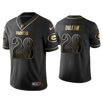 Men Golden Edition Vapor Limited Packers A.J. Dillon Black Jersey