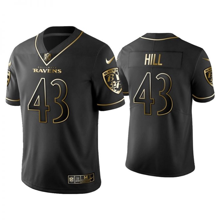 Men Golden Edition Vapor Limited Ravens Justice Hill Black Jersey