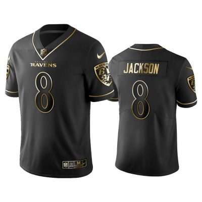 Men Golden Edition Vapor Untouchable Limited Ravens #8 Lamar Jackson Black Jersey