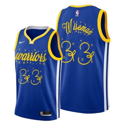 Men Golden State Warriors #33 James Wiseman Royal 2020 Christmas Night Festive Special Edition Jersey