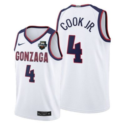 Men Gonzaga Bulldogs 2021 WCC Mens Basketball Conference Tournament Champions Aaron Cook Jr. White Limited Jersey