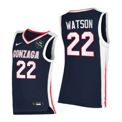 Men Gonzaga Bulldogs 2021 WCC Mens Basketball Conference Tournament Champions Anton Watson Navy Elite Jersey