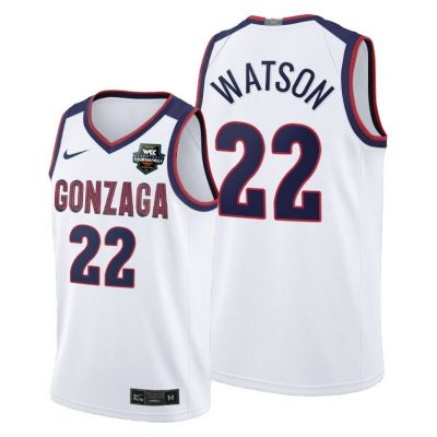 Men Gonzaga Bulldogs 2021 WCC Mens Basketball Conference Tournament Champions Anton Watson White Limited Jersey
