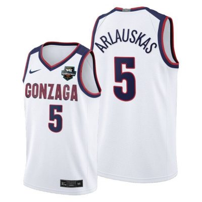 Men Gonzaga Bulldogs 2021 WCC Mens Basketball Conference Tournament Champions Martynas Arlauskas White Limited Jersey