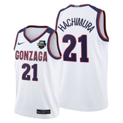 Men Gonzaga Bulldogs 2021 WCC Mens Basketball Conference Tournament Champions Rui Hachimura White Limited Jersey