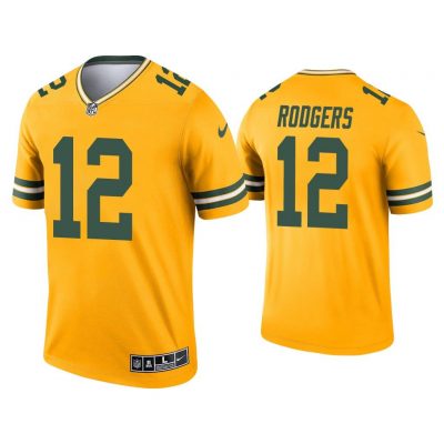 Men Green Bay Packers Aaron Rodgers Gold Inverted Legend Jersey