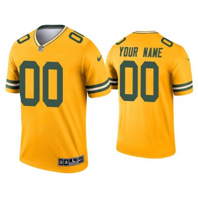 Men Green Bay Packers Custom Gold Inverted Legend Jersey