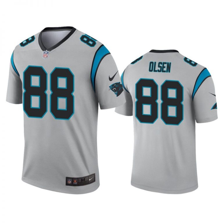 Men Greg Olsen Carolina Panthers Silver Inverted Legend Jersey