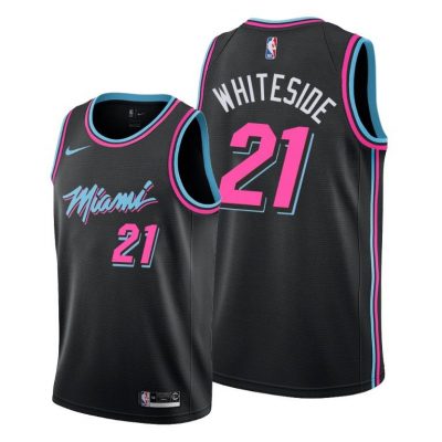 Men Hassan Whiteside Miami Heat #21 Black City Edition Jersey