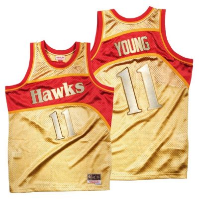 Men Hawks Trae Young #11 Classic Once More Gold Jersey