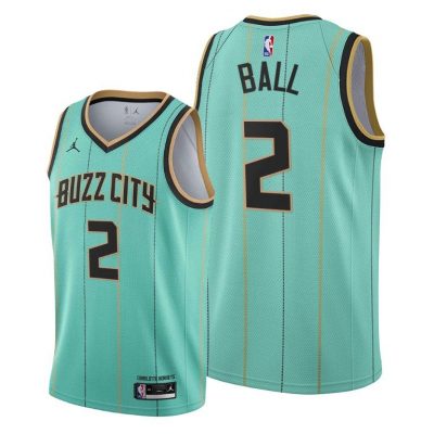 Men Hornets #2 LaMelo Ball Mint Green 2020-21 City Jersey 2020 NBA Draft
