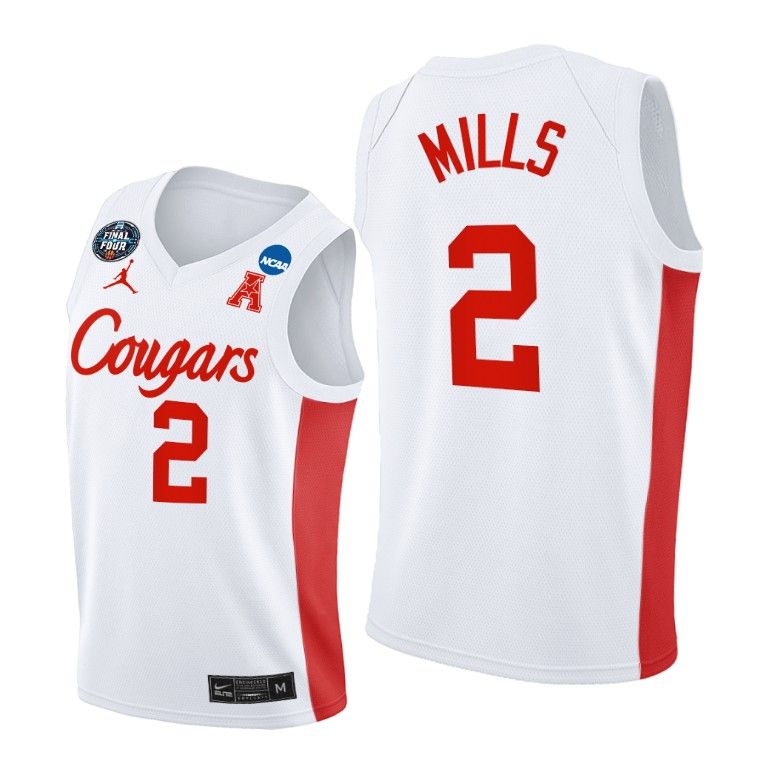 Men Houston Cougars 2021 March Madness Final Four Caleb Mills White Classic Jersey