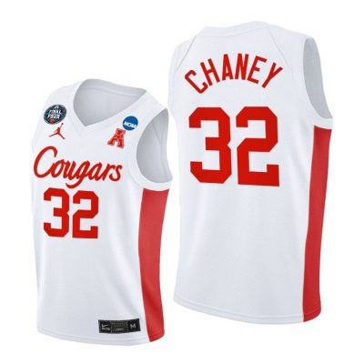 Men Houston Cougars 2021 March Madness Final Four Reggie Chaney White Classic Jersey