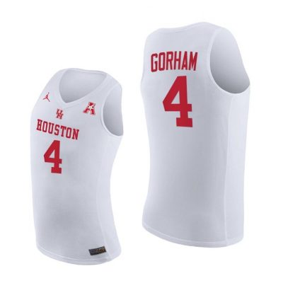 Men Houston Cougars Home Justin Gorham White 2021 March Madness Jersey