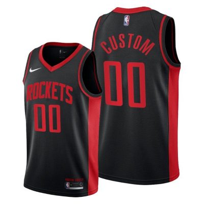 Men Houston Rockets #00 Custom Black 2020-21 Earned Edition Jersey