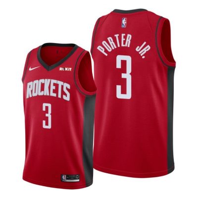 Men Houston Rockets #3 Kevin Porter Jr. Red Icon Edition Jersey 2021 trade
