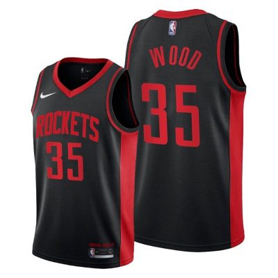 Men Houston Rockets #35 Christian Wood Black 2020-21 Earned Edition Jersey