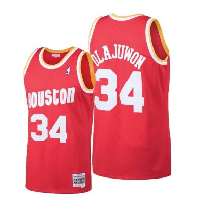 Men Houston Rockets Hakeem Olajuwon Red 1993-94 Hardwood Classics Jersey