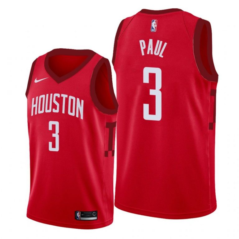 Men Houston Rockets Red Chris Paul #3 Earned Edition Jersey