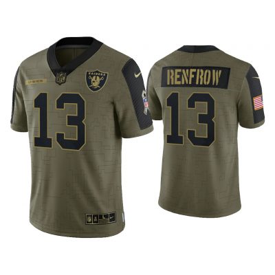 Men Hunter Renfrow Las Vegas Raiders Olive 2021 Salute To Service Limited Jersey