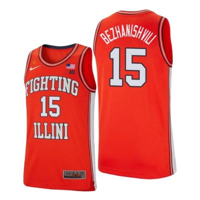 Men Illinois Fighting Illini Giorgi Bezhanishvili #15 Orange College Basketball Jersey