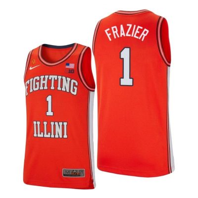 Men Illinois Fighting Illini Trent Frazier #1 Orange College Basketball Jersey