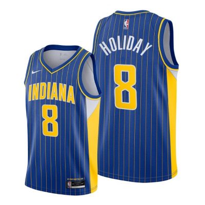 Men Indiana Pacers #8 Justin Holiday Blue 2020-21 City Edition Jersey New Uniform
